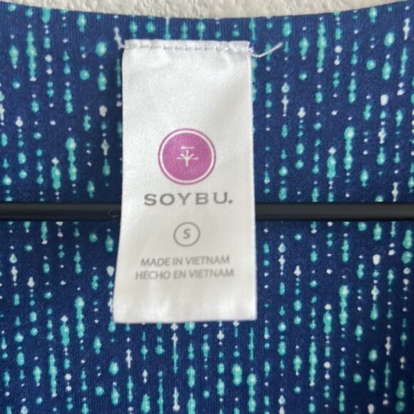 Soybu Yoga Performance Lifestyle Dress Active Dress Blue Geo Stretch Small - Picture 3 of 6